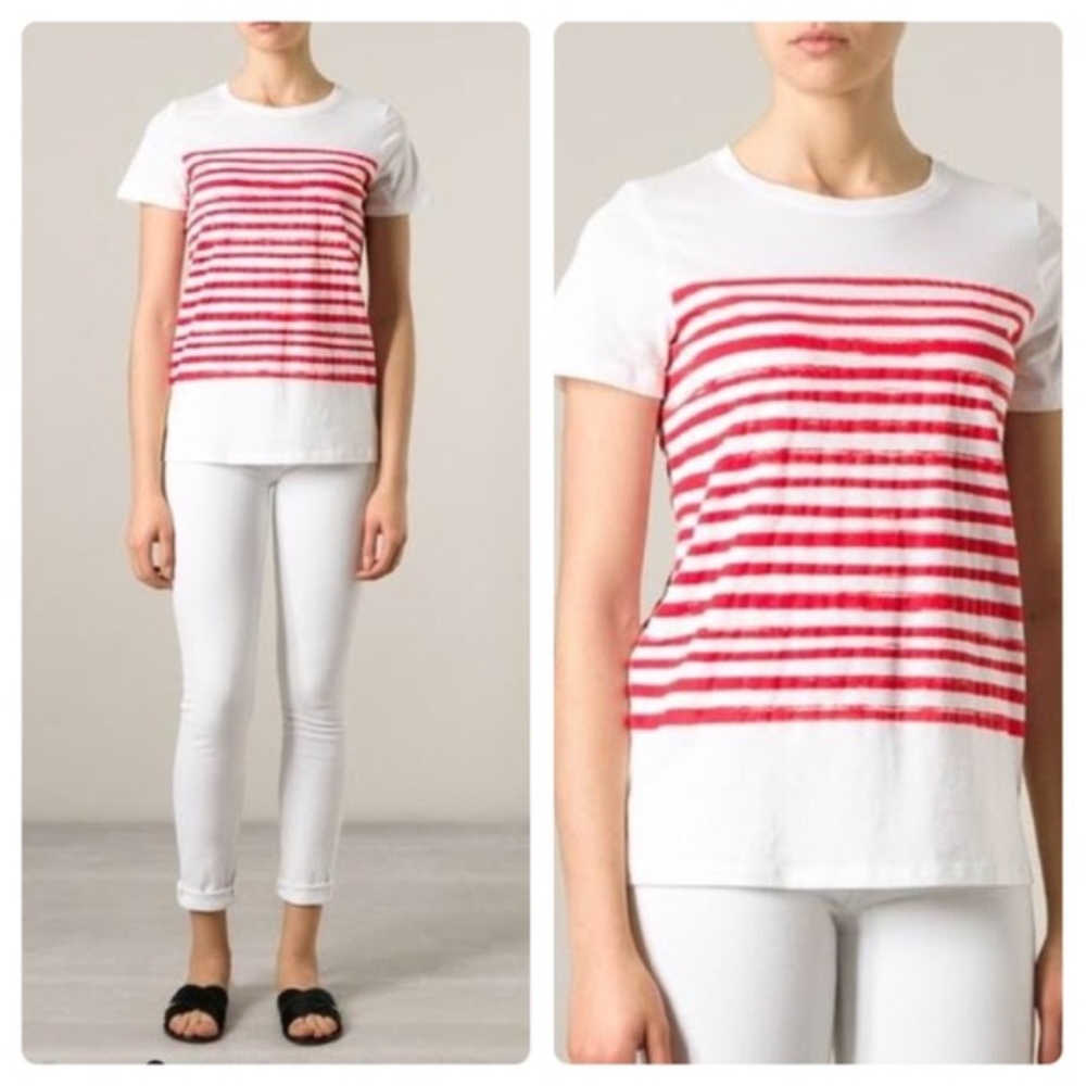 Vince. 100% Pima Cotton paint striped tee